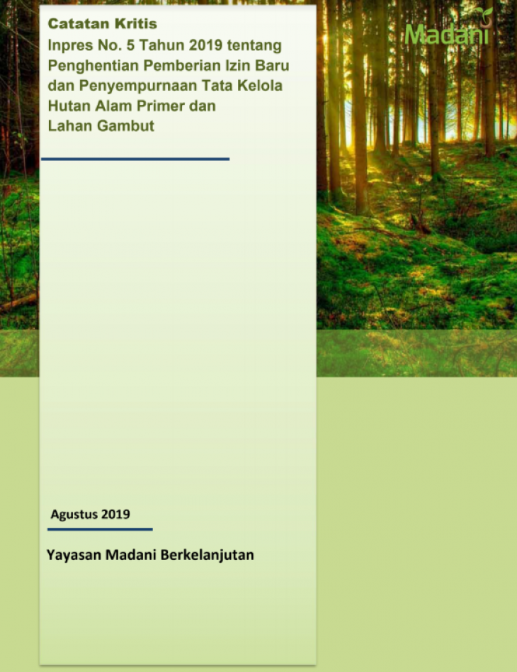 Catatan Kritis Inpres No. 5 Tahun 2019 Tentang Penghentian Pemberian Izin Baru dan Penyempurnaan Tata Kelola Hutan Alam Primer dan Lahan Gambut